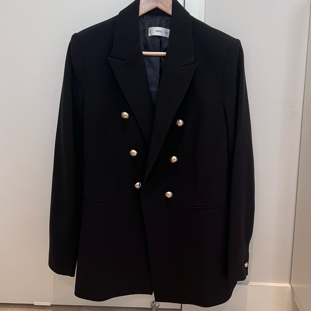 Mango black double breasted blazer size M